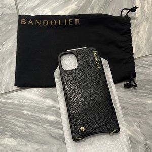 NWT Bandolier black pebble leather w gold, iPhone 12 max. NO strap.